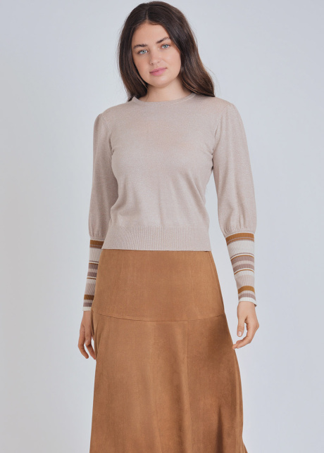 Striped Cuff Delight in Taupe Knit