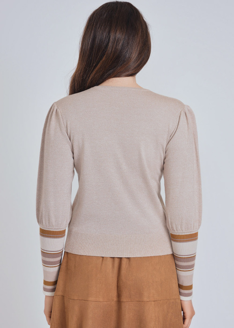 Striped Cuff Delight in Taupe Knit