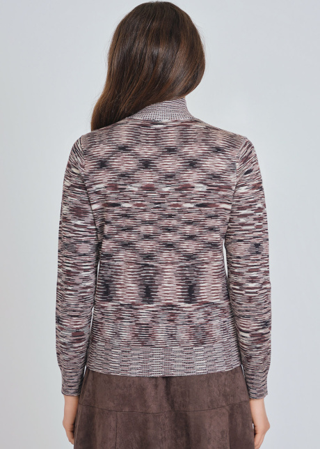 Brown Knit Top with Sky-High Neck & Waves