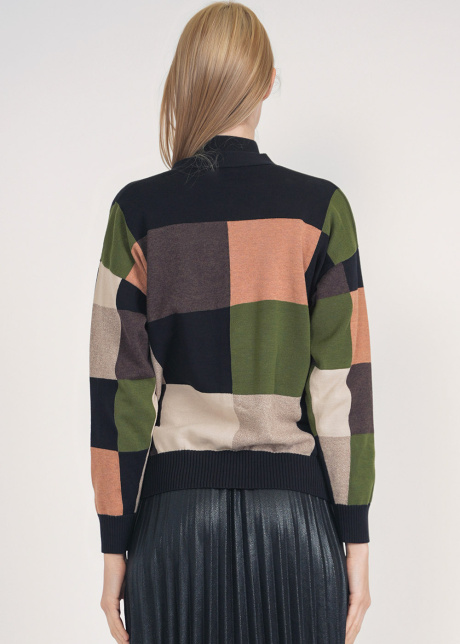 Basic Color Block V-Neck Multi Cardigan