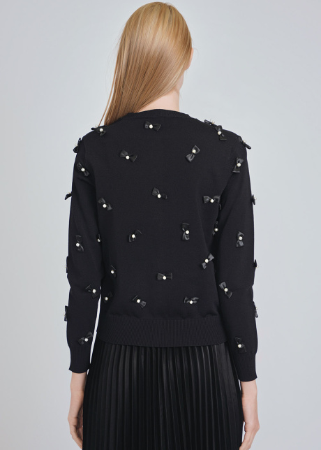 Knit Cardigan in Black with Artful Details