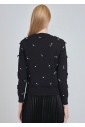 Knit Cardigan in Black with Artful Details