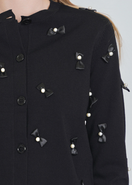 Knit Cardigan in Black with Artful Details