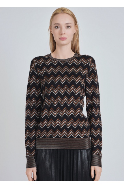Black Sweater with Classic Zigzag Design