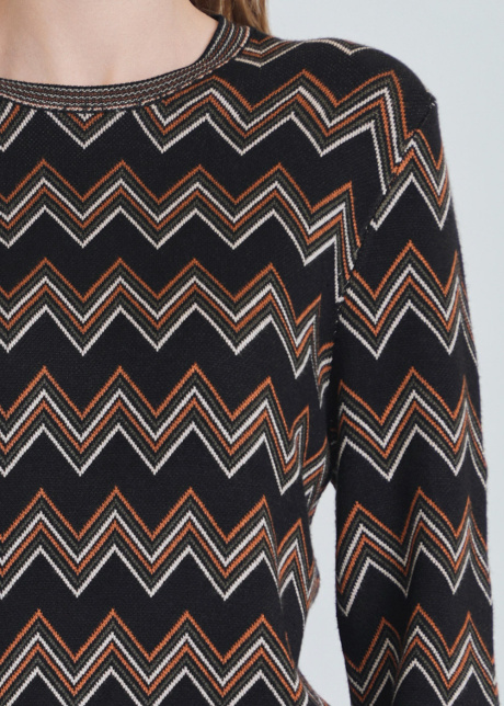 Black Sweater with Classic Zigzag Design