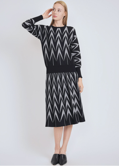 Black Knit Elegance with Silver Highlights
