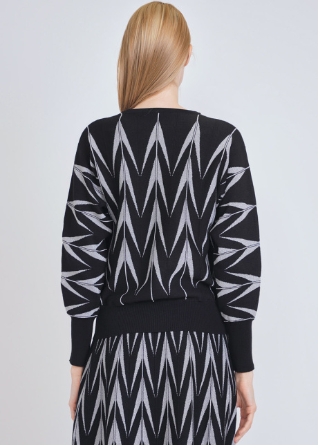 Geometric Elegance: Black Printed Sweater