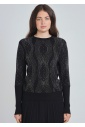 Black Knit Sweater with Radiant Embellishments
