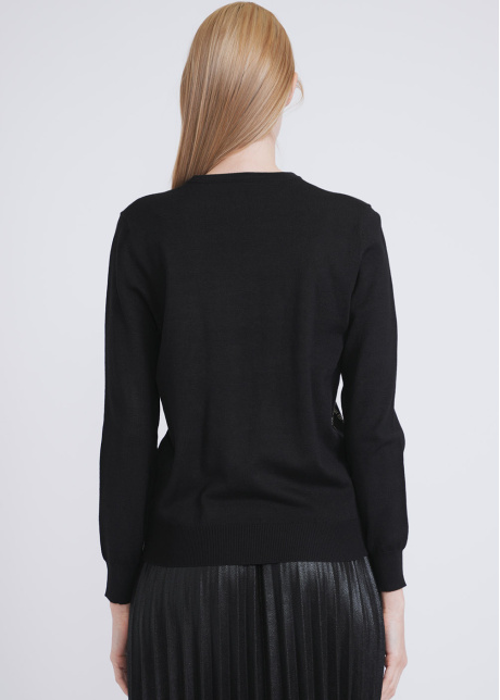 Black Sweater with Distinctive Geometric Accents