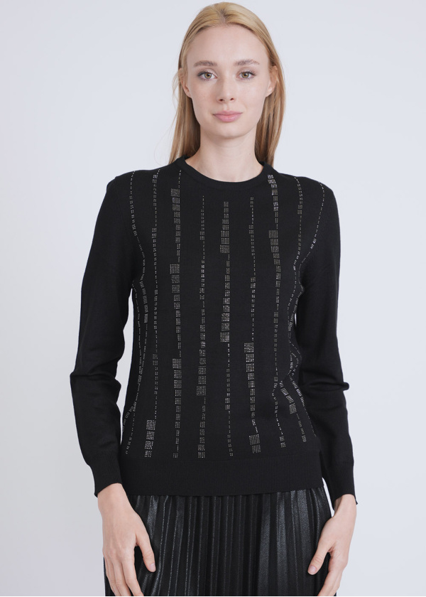 Black Sweater with Distinctive Geometric Accents