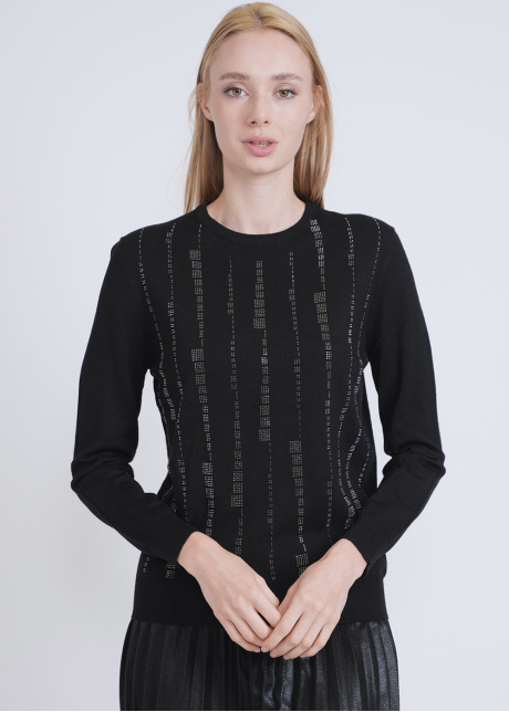 Black Sweater with Distinctive Geometric Accents