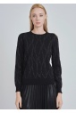 Embroidery-Accented Black Knit Top