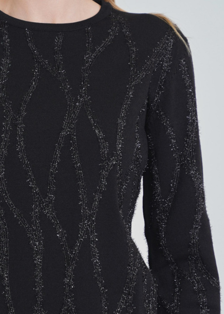 Embroidery-Accented Black Knit Top