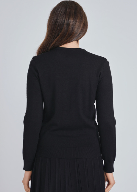 Black Sweater Graced with Sparkling Embellishments