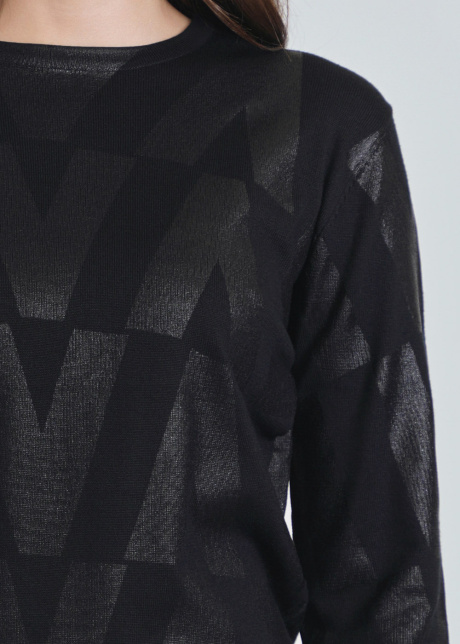 Black Knit Top with V-Structured Symmetry