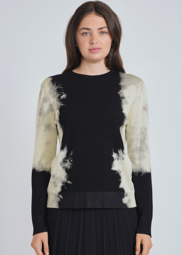 Artfully Splattered Black Knit Sweater
