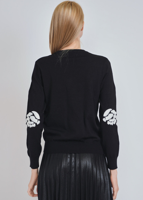 Black Knit Classic with White Contrast Details
