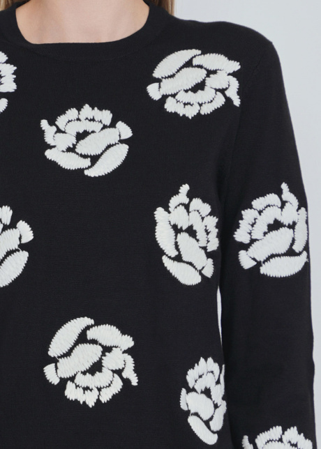 Black Knit Classic with White Contrast Details