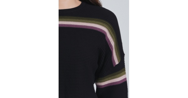 Black Knit Sweater with Linear Details | Modest Women Clothing - YAL ...