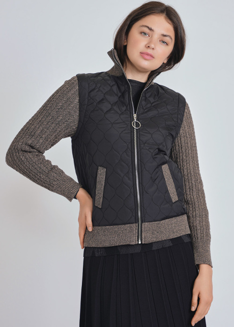 Black & Brown Masterpiece: Quilted Base with Cable Knit Touches