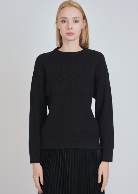 Classic Black Sweater: Knit & Buttoned Relaxed Shoulder