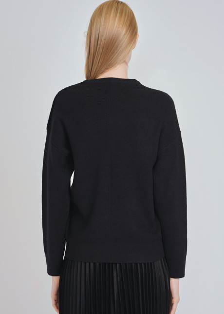 Classic Black Sweater: Knit & Buttoned Relaxed Shoulder