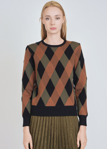 Refined Geometry Brown Knit Sweater