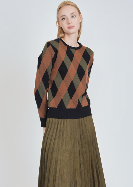 Refined Geometry Brown Knit Sweater