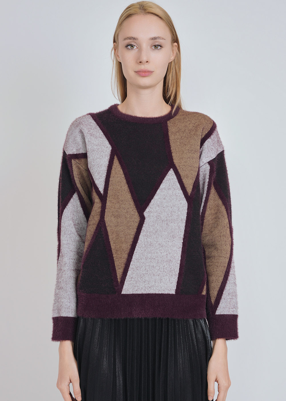 Mixed Hue Burgundy Sweater