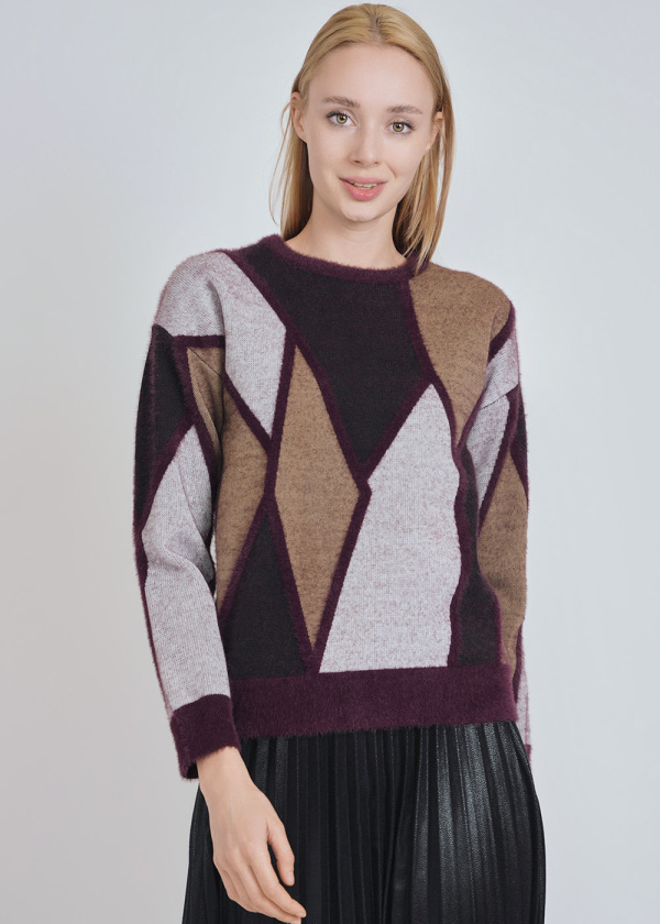 Mixed Hue Burgundy Sweater
