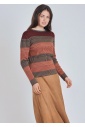 Stripes in Harmony: Rust-Colored Sweater