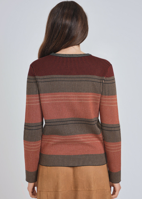Stripes in Harmony: Rust-Colored Sweater