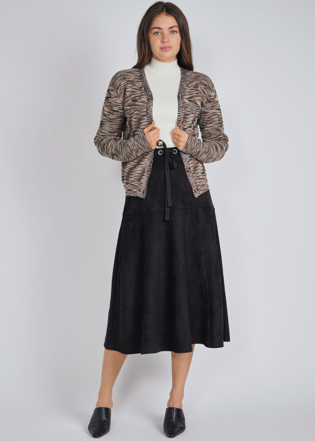 Multi-Hue Mystery: Abstract Print Cardigan with Buttons