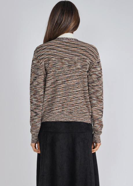 Multi-Hue Mystery: Abstract Print Cardigan with Buttons