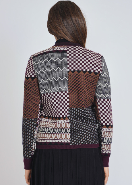Subtle Art: Burgundy Cardigan with Quiet Geometric Beauty