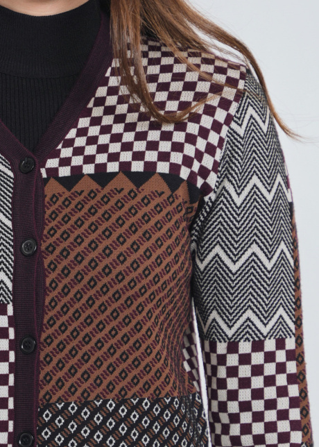 Subtle Art: Burgundy Cardigan with Quiet Geometric Beauty