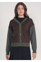 Buttoned Cardigan with Delicate Linear Design