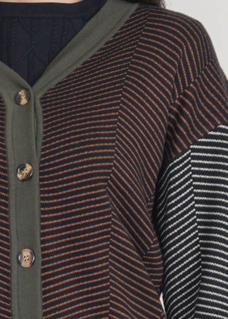 Buttoned Cardigan with Delicate Linear Design