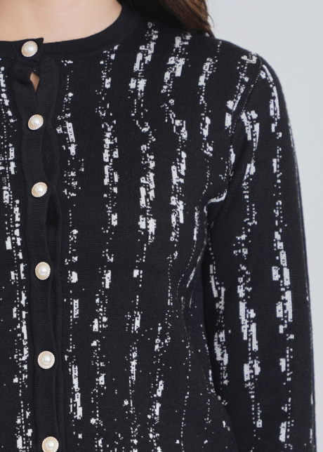 Graphically Grand: Black Button-Up Cardigan