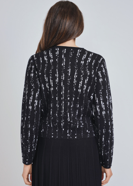 Graphically Grand: Black Button-Up Cardigan