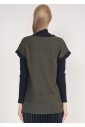 Olive Green Ribbed Vest: Buttoned Elegance