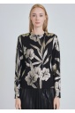 Timeless Beauty: Black Knit with Golden Floral Impressions