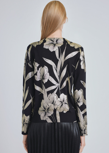 Timeless Beauty: Black Knit with Golden Floral Impressions