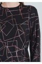 Knit Intrigue: Black Sweater with Geometric Panache