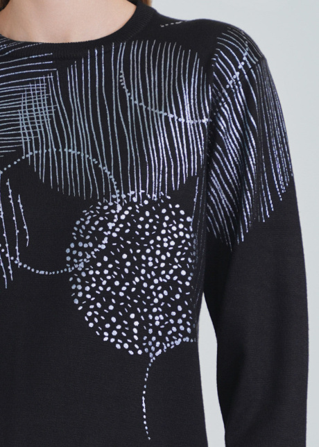 Black Sweater with Captivating Blue Print Accent