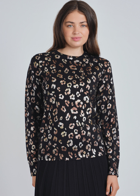 Captivating Print on Classic Black Sweater
