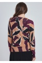 Softened Shades: Abstract Burgundy & Camel Knit Top