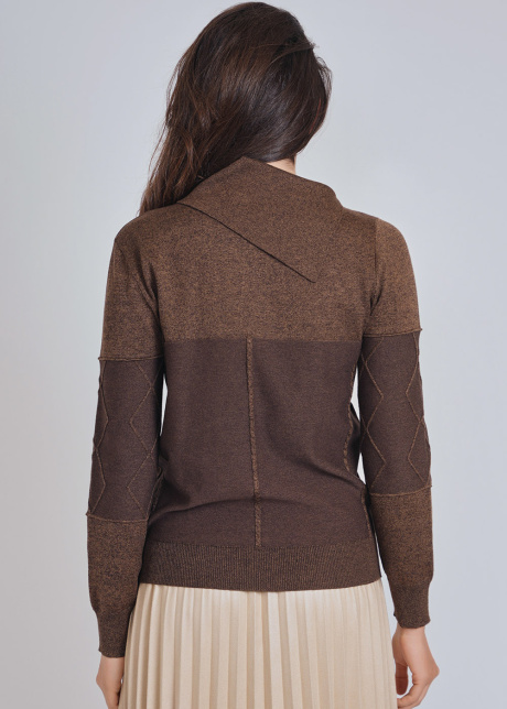 Camel Knit Sweater with Unique Features