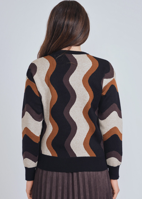 Multicolor Waves on Knit Sweater