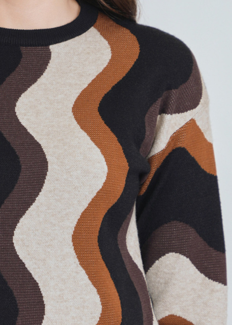 Multicolor Waves on Knit Sweater